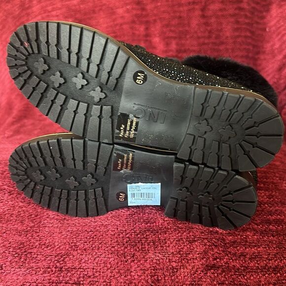 INC Faux Fur top Sparkly Black Embellishments on Boot NWT - Picture 3 of 3